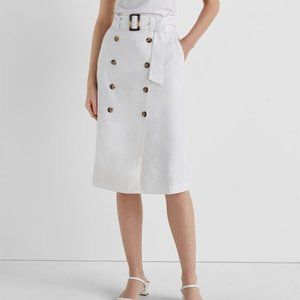 Club Monaco Belted Pencil Skirt Size 8 White NWT